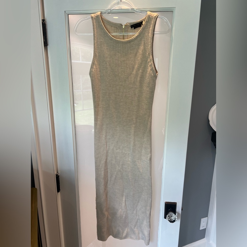 Alice + Olivia Cream Ribbed Maxi Dress